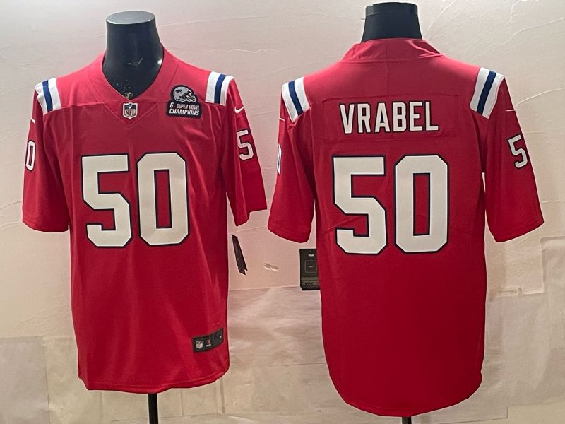 Men 2026 New England Patriots #50 Vrabel Red Limited Nike NFL Jersey style 02